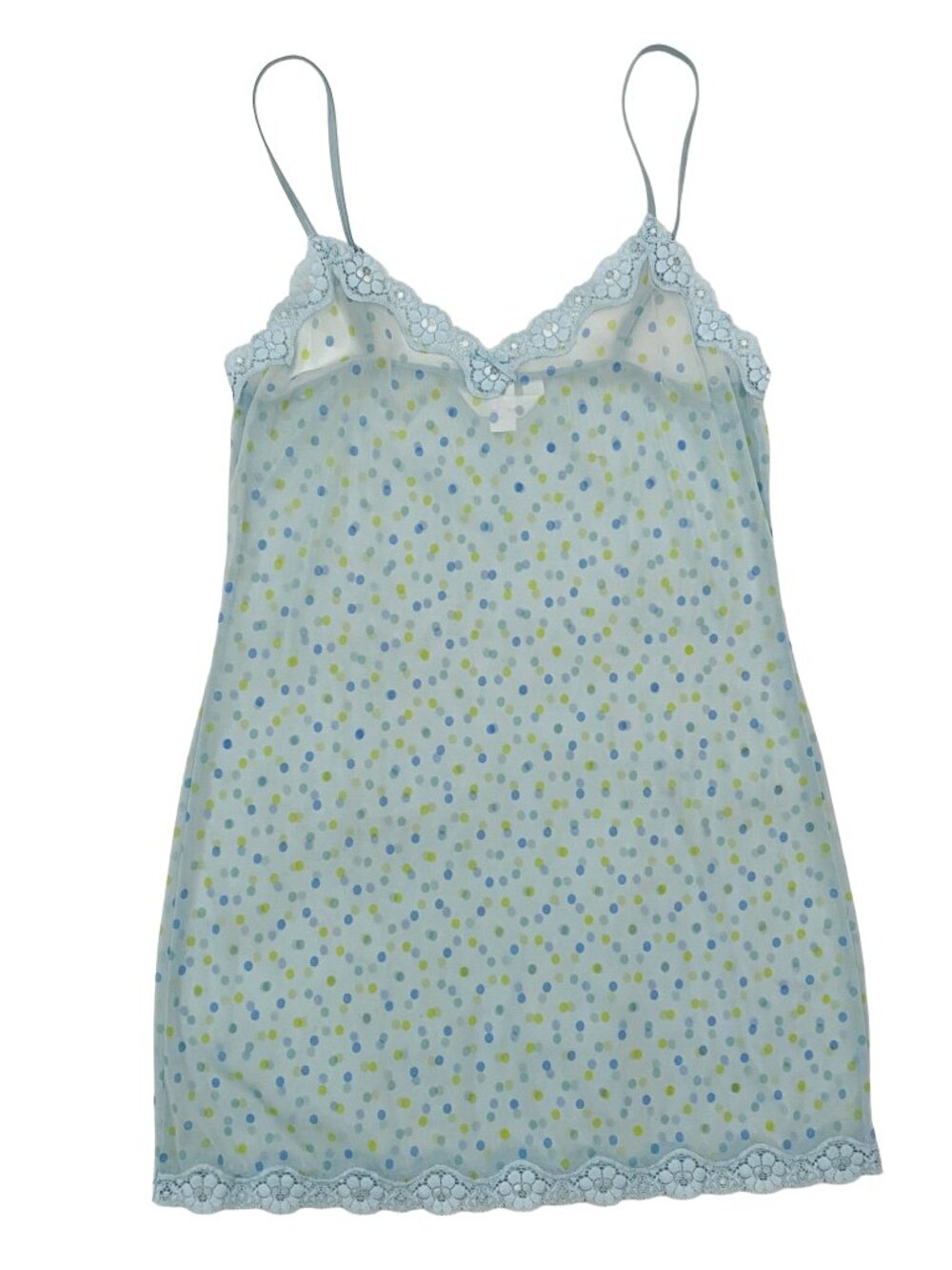 Victorias Secret lime green and baby blue polka dot mesh mini slip dress